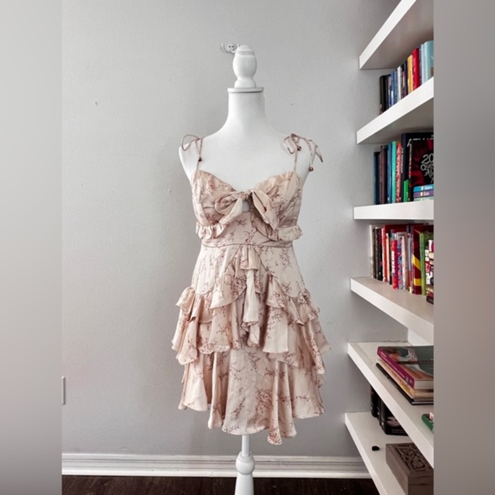 Hello Molly Cream Floral Ruffle Mini Dress